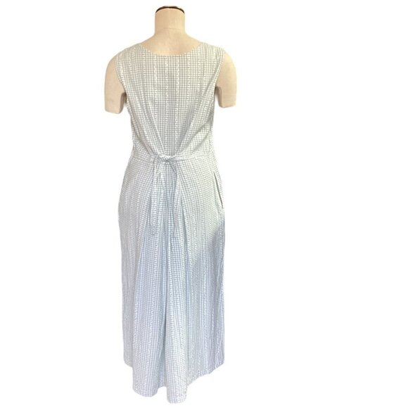 Two Twenty Sleeveless Square Neck Dress Green Gingham Embroidered Flowers L 152L - Picture 4 of 8